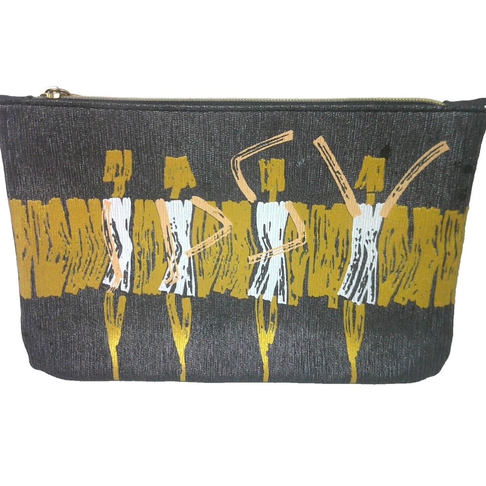 Ipsy Glam Bag Cosmetic Makeup Gold Black White Girl Dancers September 2016